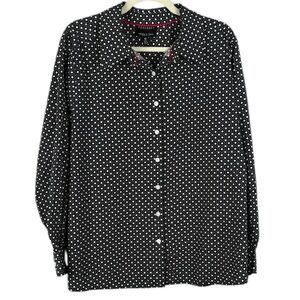 Foxcroft Cotton Chic Black White Patterned Button Down Long Sleeve 20W Blouse